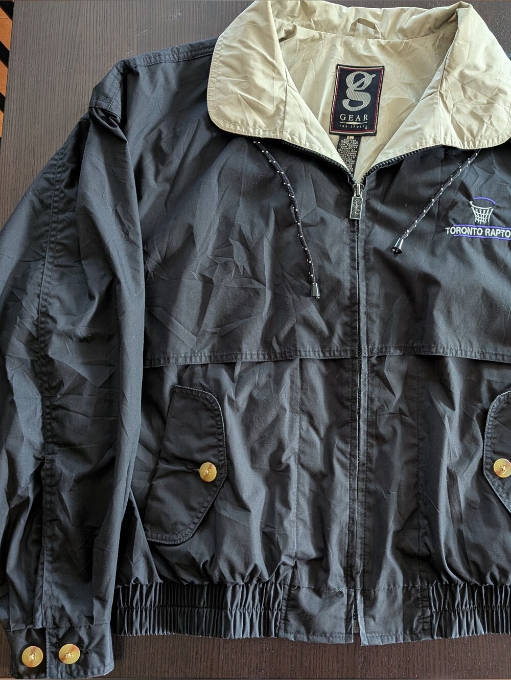 Vintage 90s Toronto Raptors Full-Zip Windbreaker Bomber Jacket GEAR for Sports